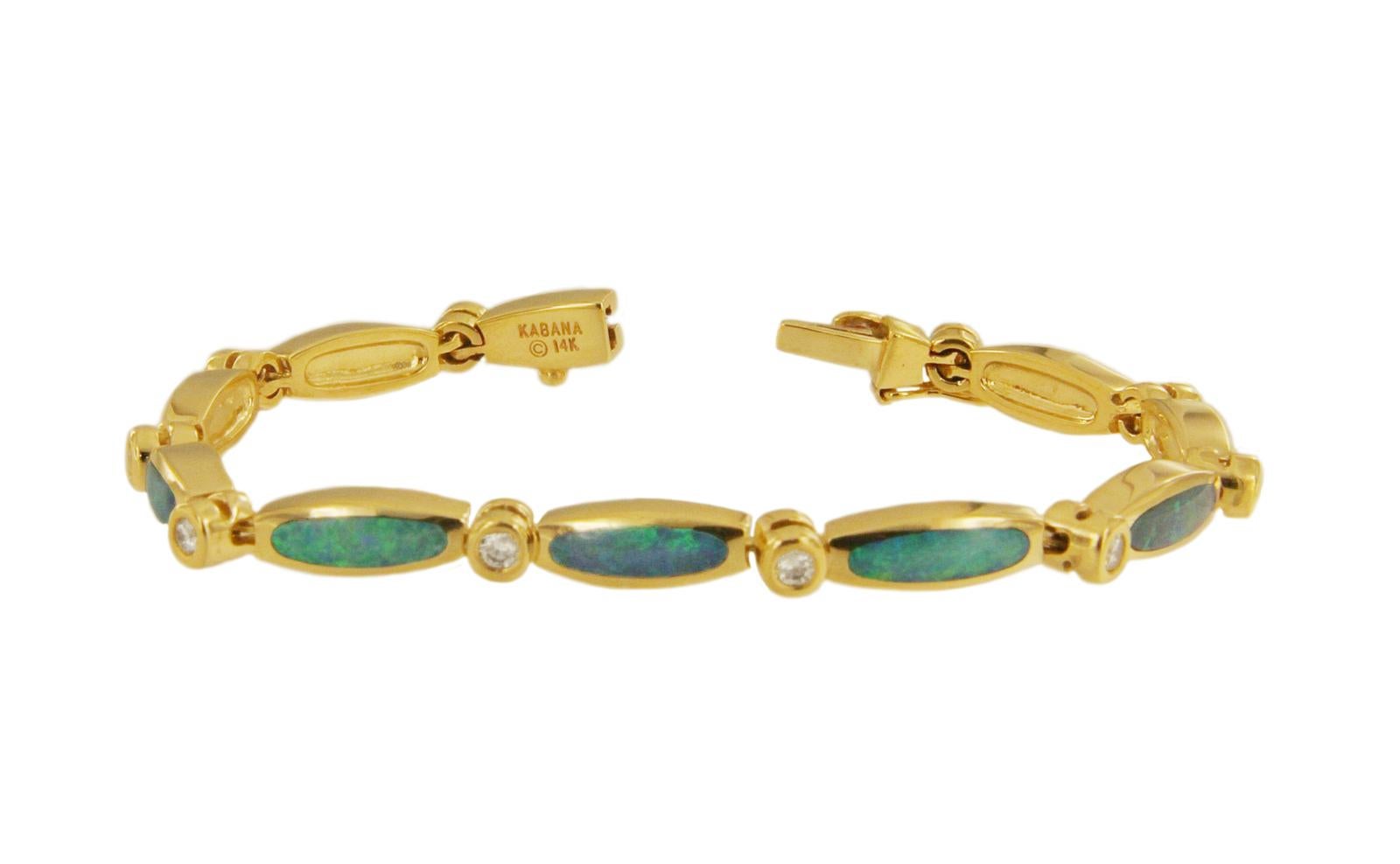 KABANA AUSTRALISCHER OPAL GELBGOLD ARMBAND 

-Neuwertiger Zustand
-14 k Gelbgold
-Australischer Opal, Diamant 
-Länge: 6,5