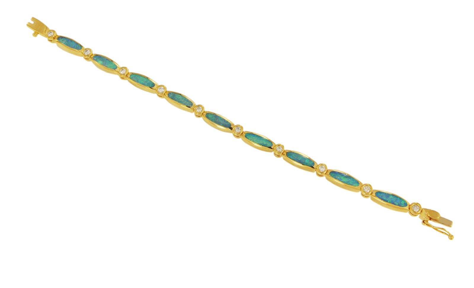 Kabana Australisches Opal-Armband aus Gelbgold im Zustand „Hervorragend“ in New York, NY