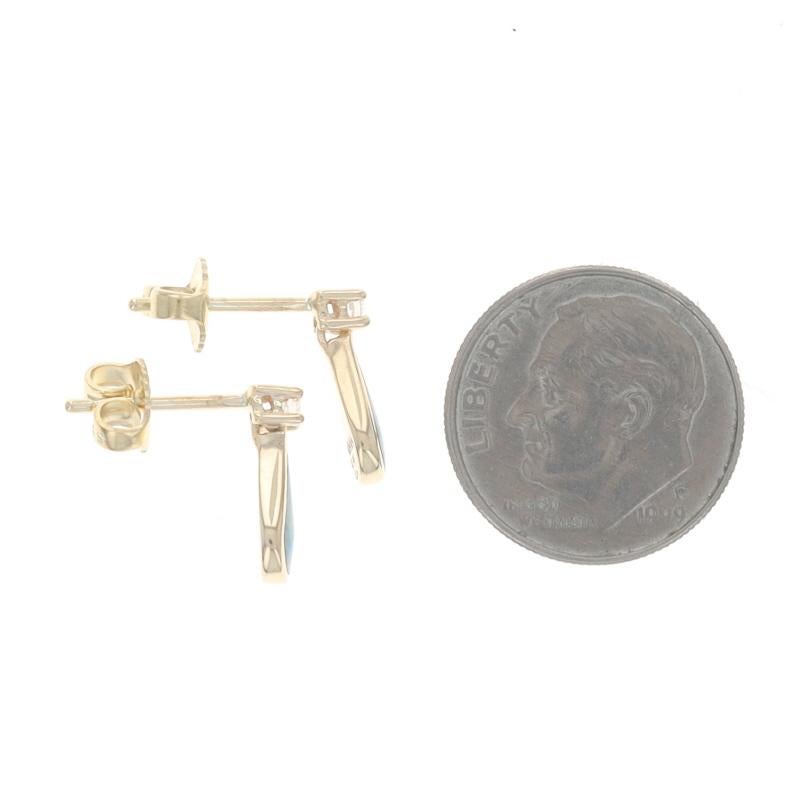 Kabana Boucles d'oreilles pendantes courtes en opale noire et diamant - or jaune 14k incrusté percé Excellent état - En vente à Greensboro, NC