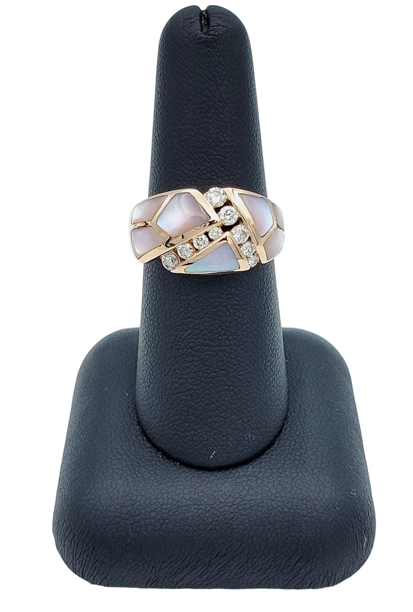 Kabana Blush Collection Diamond and Mother of Pearl Ring in 14 Karat Rose Gold For Sale 3