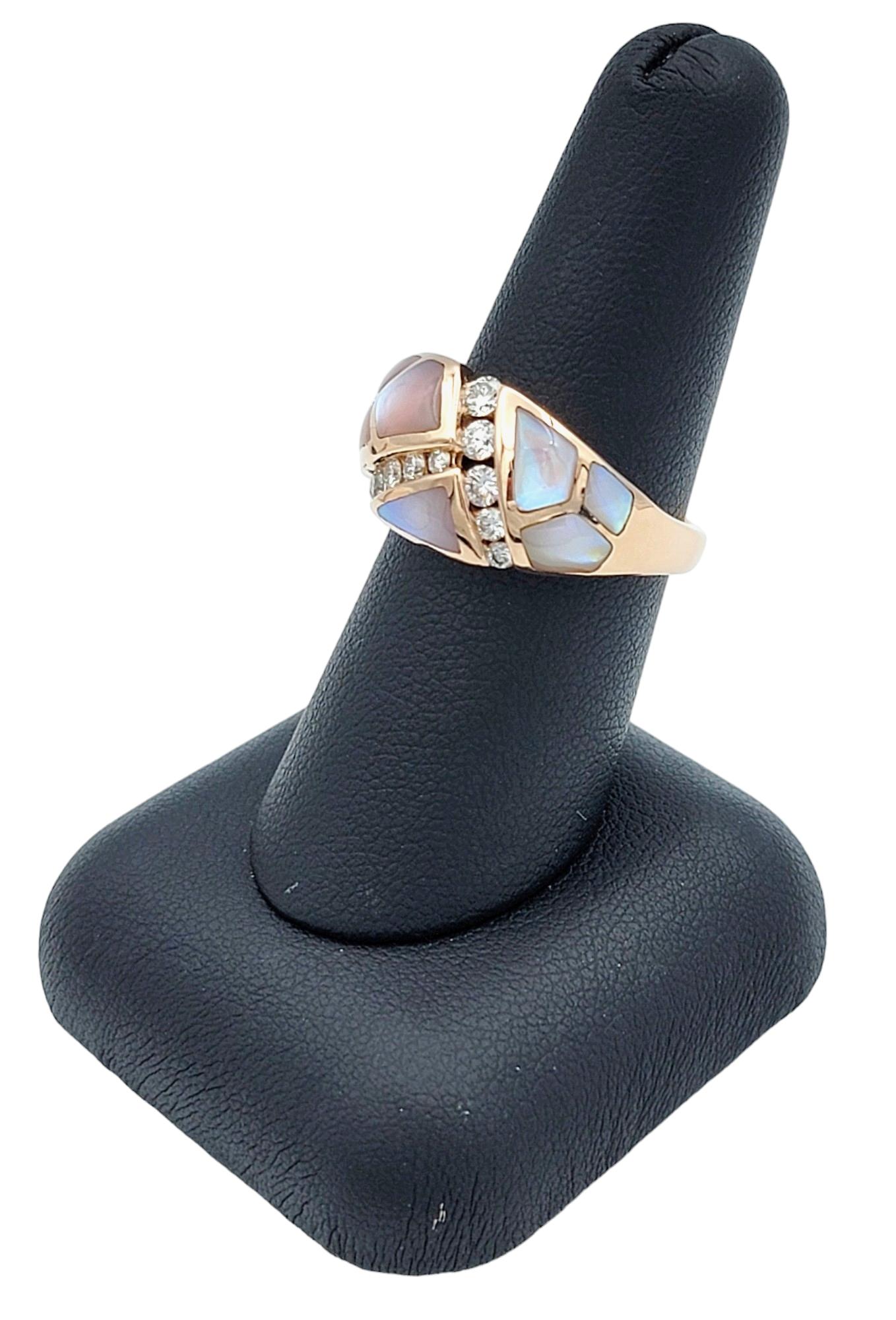 Kabana Blush Collection Diamond and Mother of Pearl Ring in 14 Karat Rose Gold For Sale 5