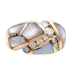 Kabana Blush Collection, bague en or rose 14 carats, diamants et nacre