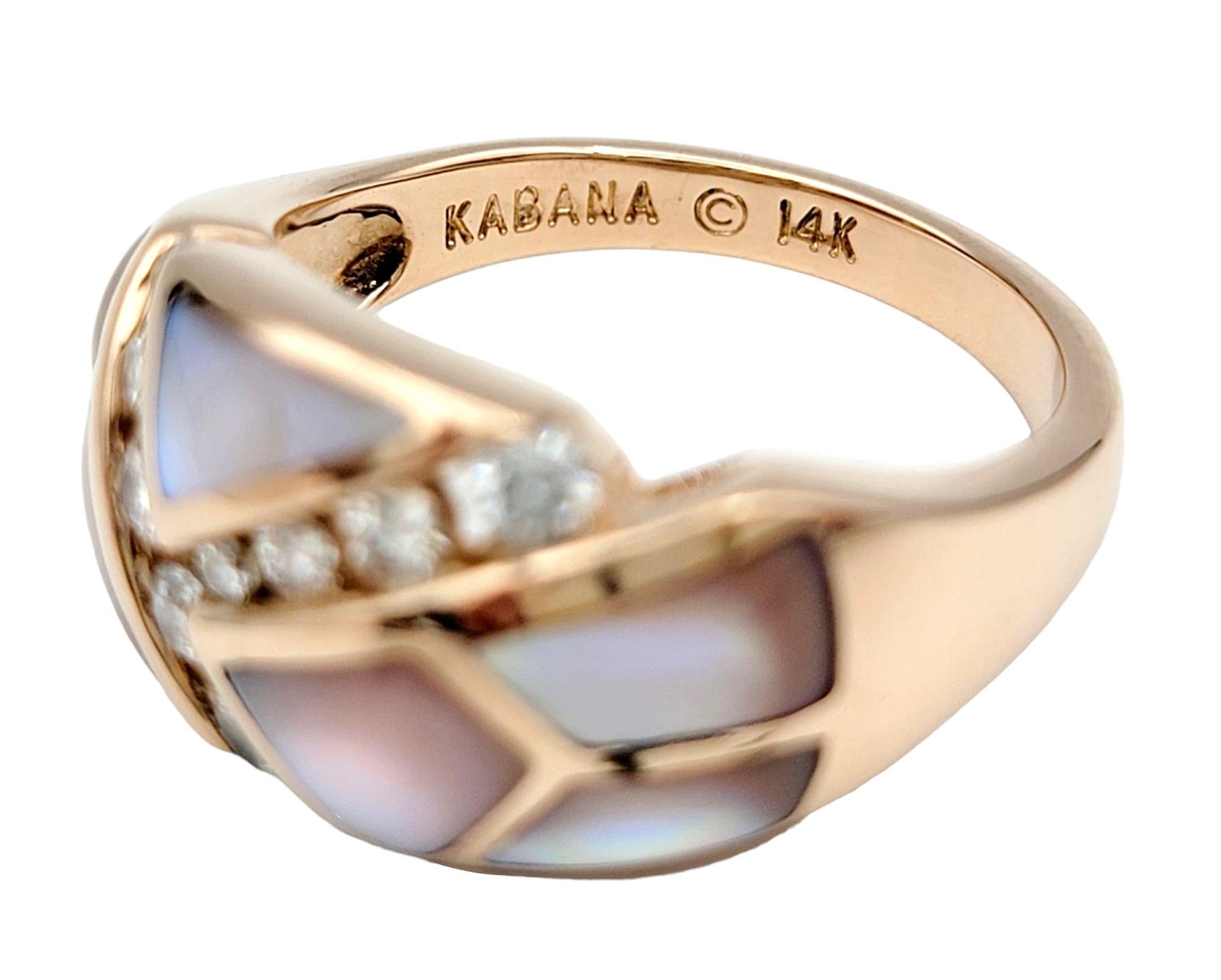 Kabana Blush Collection, bague en or rose 14 carats, diamants et nacre Pour femmes en vente