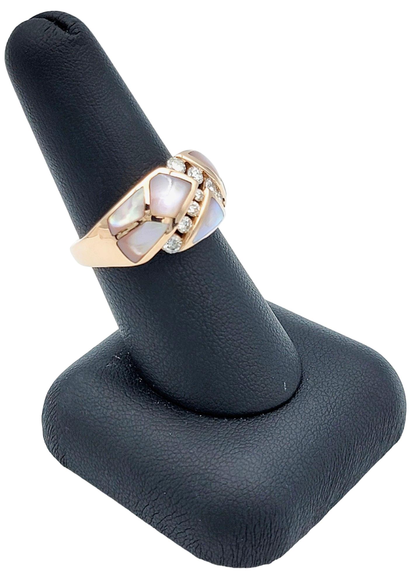 Kabana Blush Collection Diamond and Mother of Pearl Ring in 14 Karat Rose Gold For Sale 2