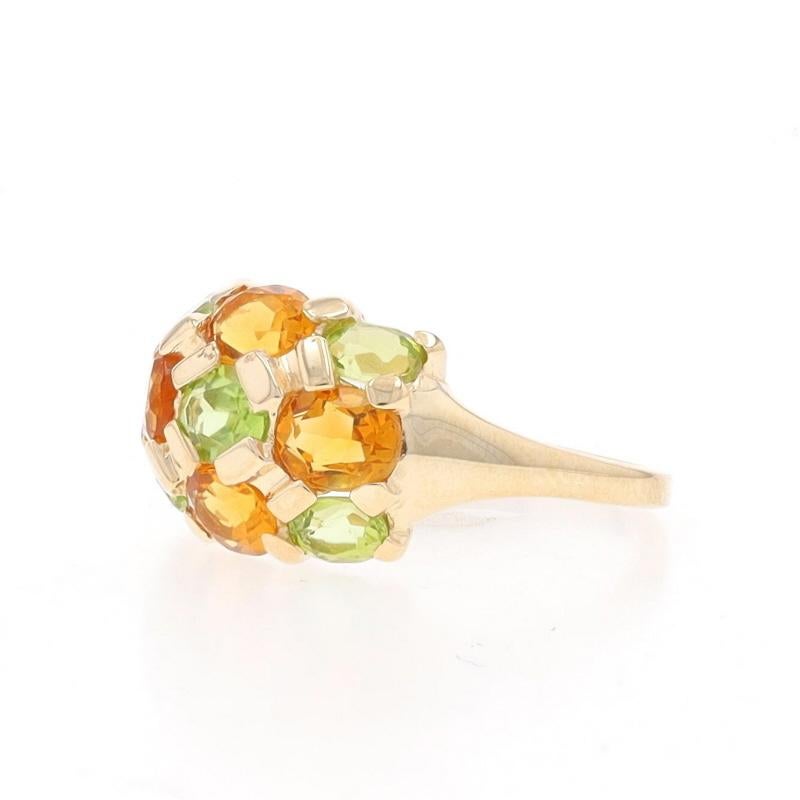 Kabana Citrine Peridot Cluster Cocktail Ring - Yellow Gold 10k Oval 2.05ctw In Excellent Condition For Sale In Greensboro, NC