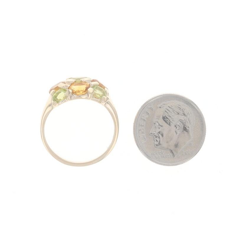 Kabana Citrine Peridot Cluster Cocktail Ring - Yellow Gold 10k Oval 2.05ctw For Sale 1
