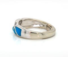 Kabana Diamond and Turquoise Inlay Ring in 14K White Gold