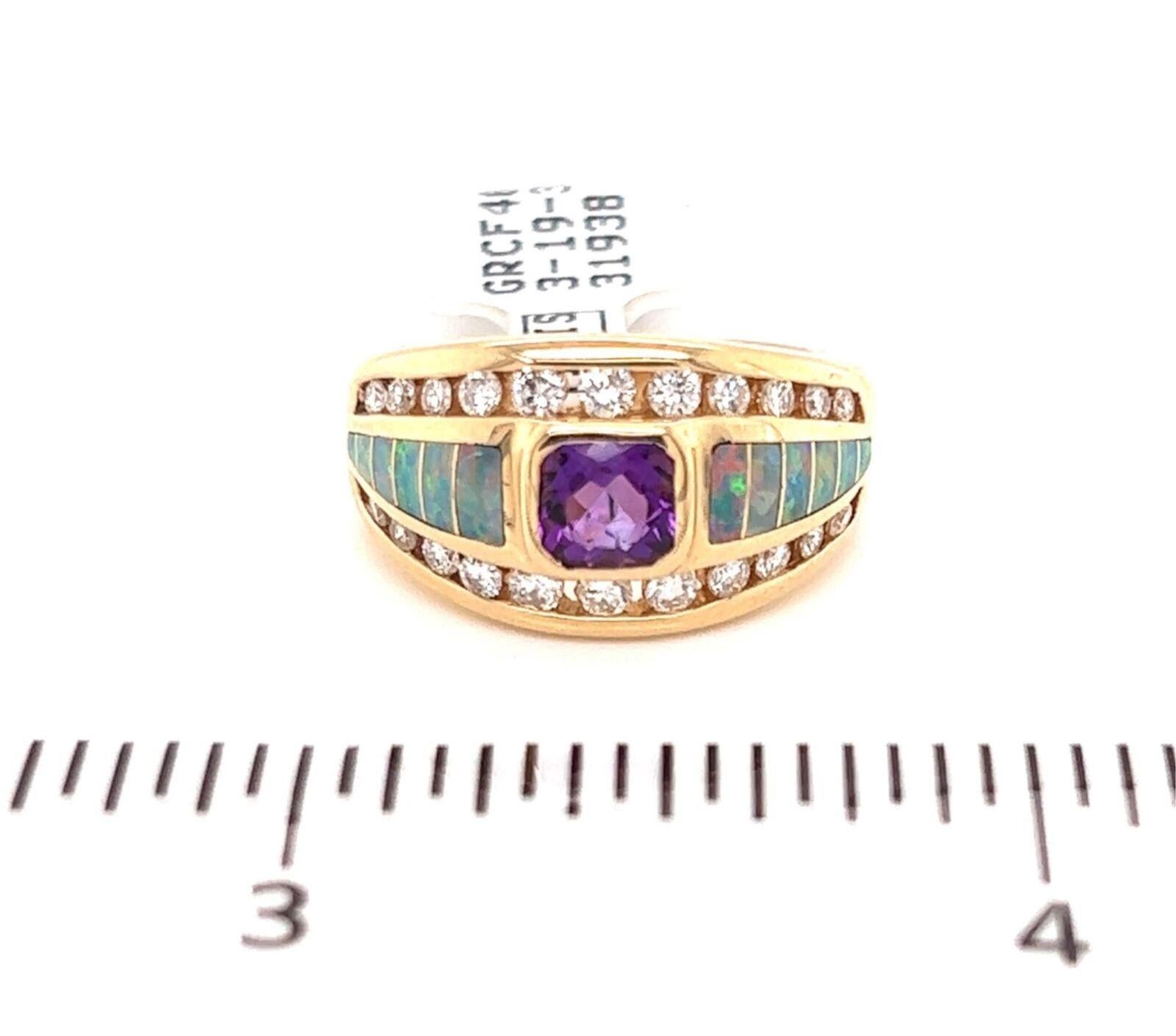 Kabana Diamant Feueropal Amethyst 14k Gelbgold Band-Ring Damen