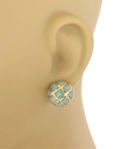 Kabana Diamond Fire Opal Stud Earrings in 14k Yellow Gold