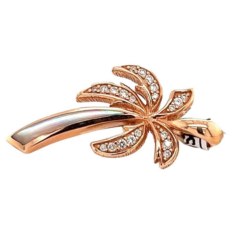 Kabana Diamond Pink Mother of Pearl 14k Rose Gold Palm Tree Charm For