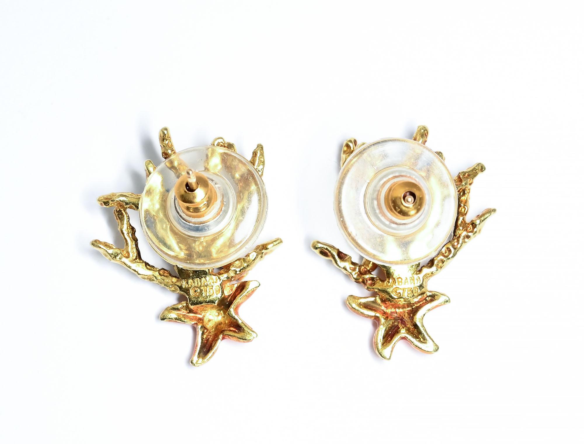 Kabana Enamel Shell Earrings In Excellent Condition For Sale In Darnestown, MD