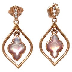 Kabana Estate Pink Mother of Pearl and Diamond Rose Gold Earrings