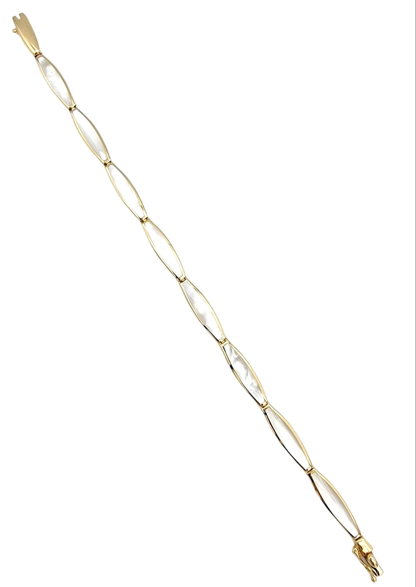 Contemporain Kabana, bracelet à maillons allongés en or jaune 14 carats incrusté de nacre en vente