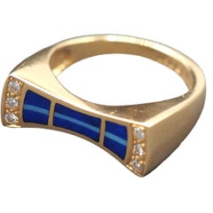 Kabana Lapislazuli-Diamant-Ring mit Schleife aus 18-karätigem Gelbgold