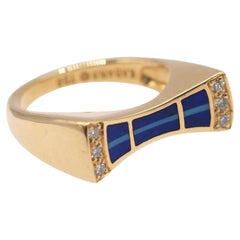 Kabana Lapislazuli-Diamant-Ring mit Schleife aus 18-karätigem Gelbgold