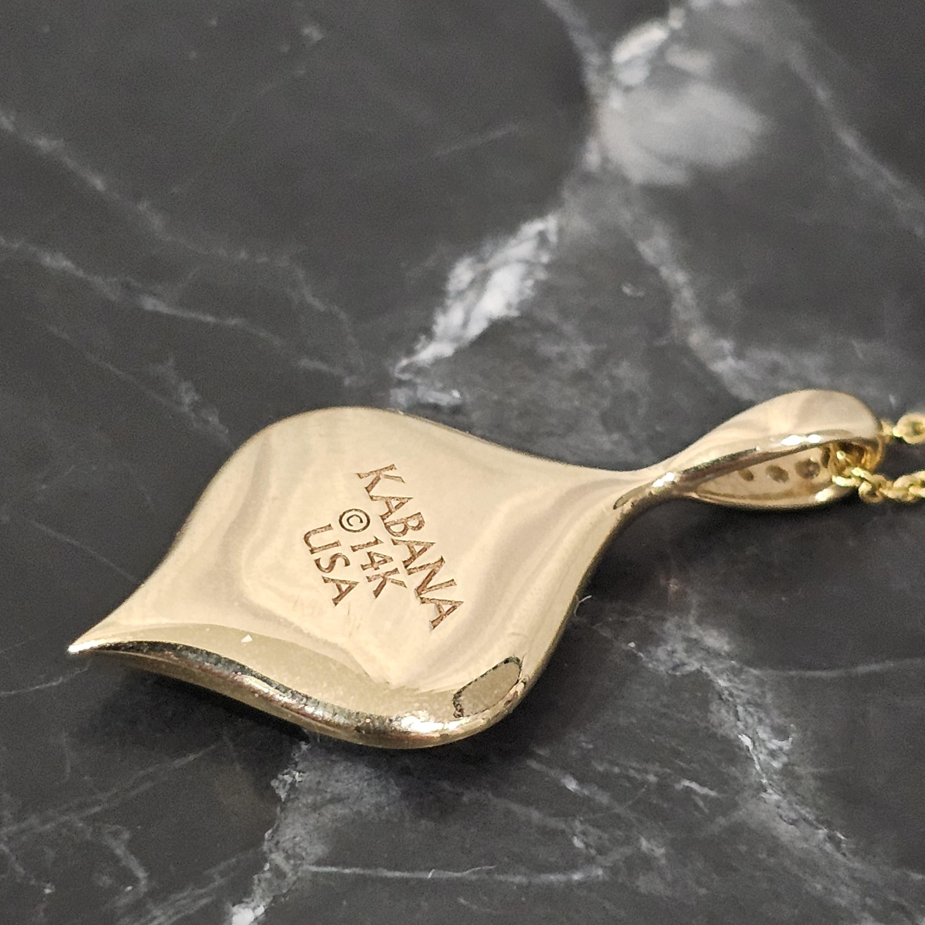 Collana Kabana con ciondolo di ostriche spinose Madreperla Diamante Oro 14k in vendita 1