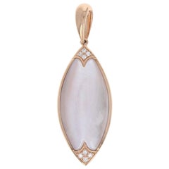 Kabana Mother of Pearl and Diamond Pendant Rose Gold, 14 Karat Milgrain Accents