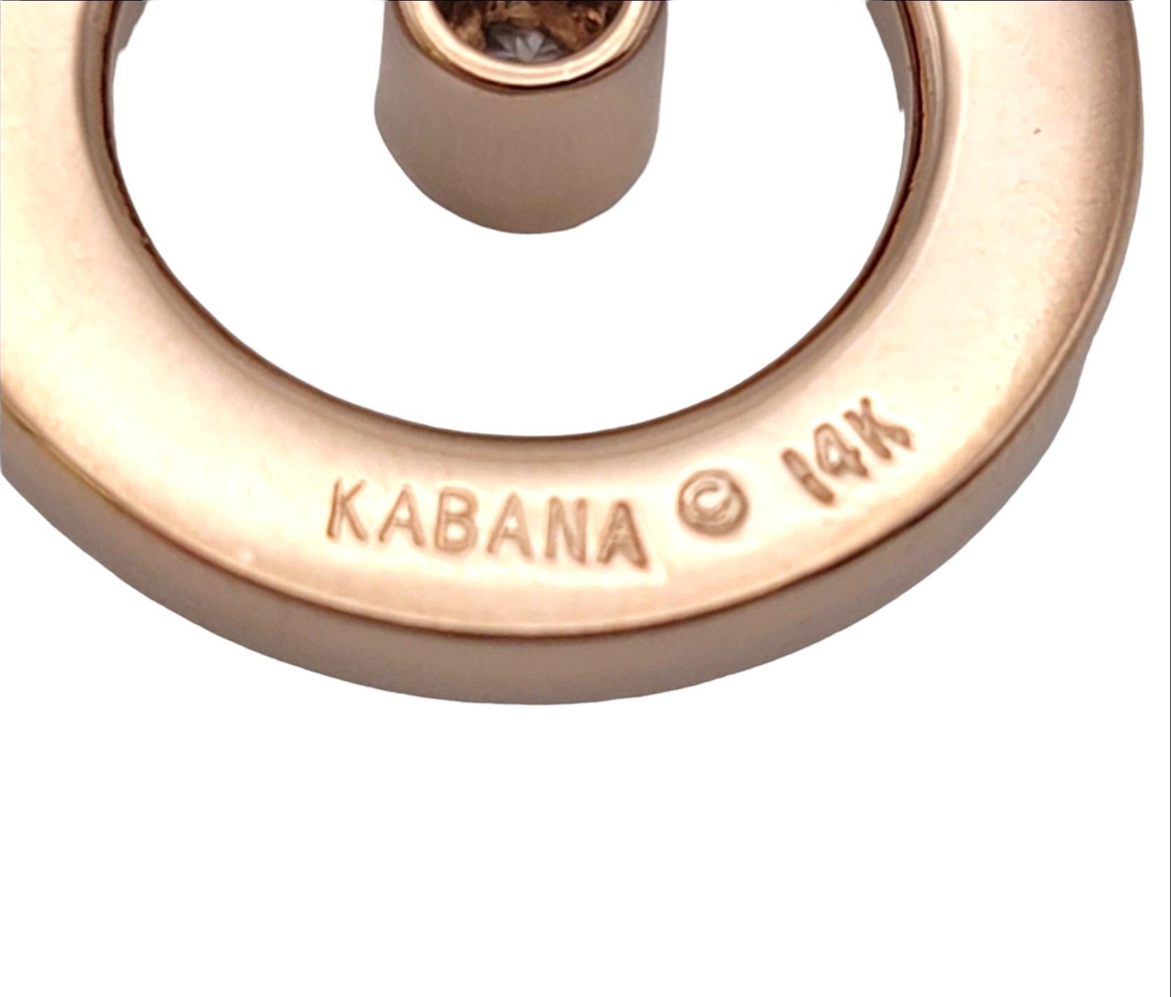 Kabana Mother of Pearl and Diamond Solitaire Open Circle Pendant in Rose Gold For Sale 3