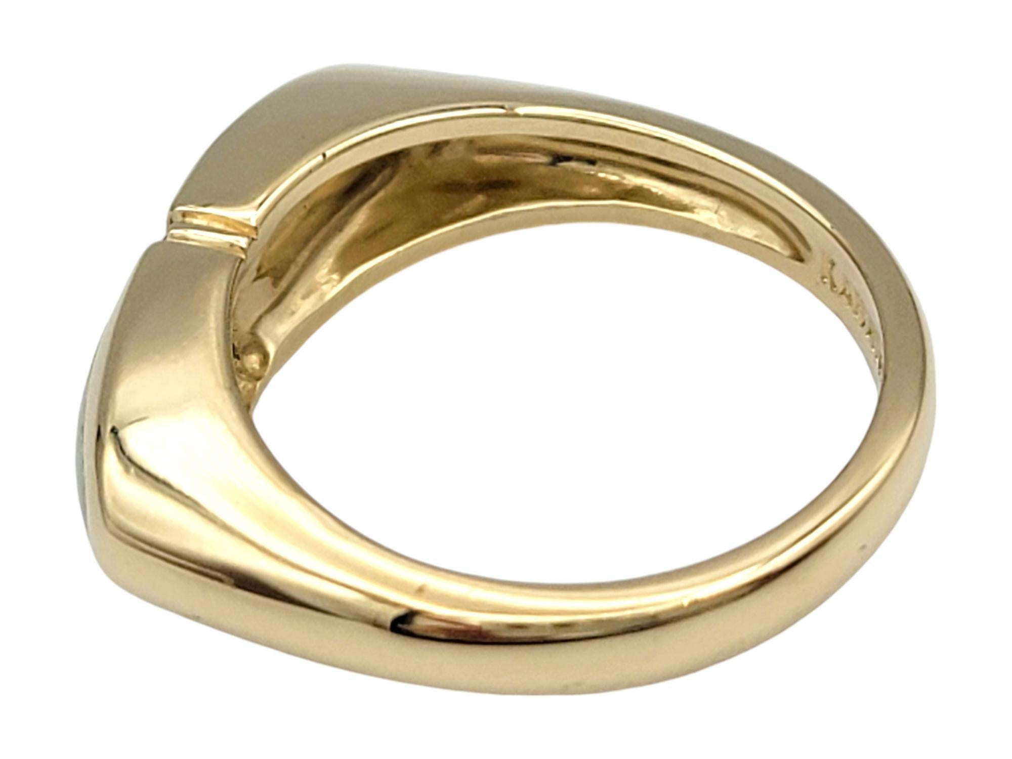 Kabana Mother of Pearl and Round Diamond Tapered 14 Karat Yellow Gold Band Ring In Good Condition For Sale In Scottsdale, AZ