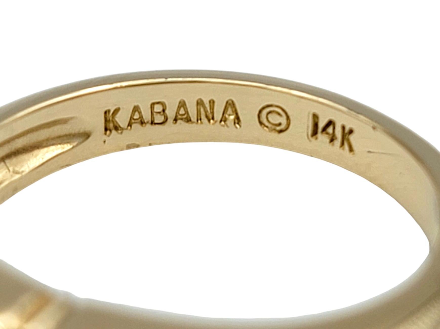 Women's Kabana Mother of Pearl and Round Diamond Tapered 14 Karat Yellow Gold Band Ring For Sale