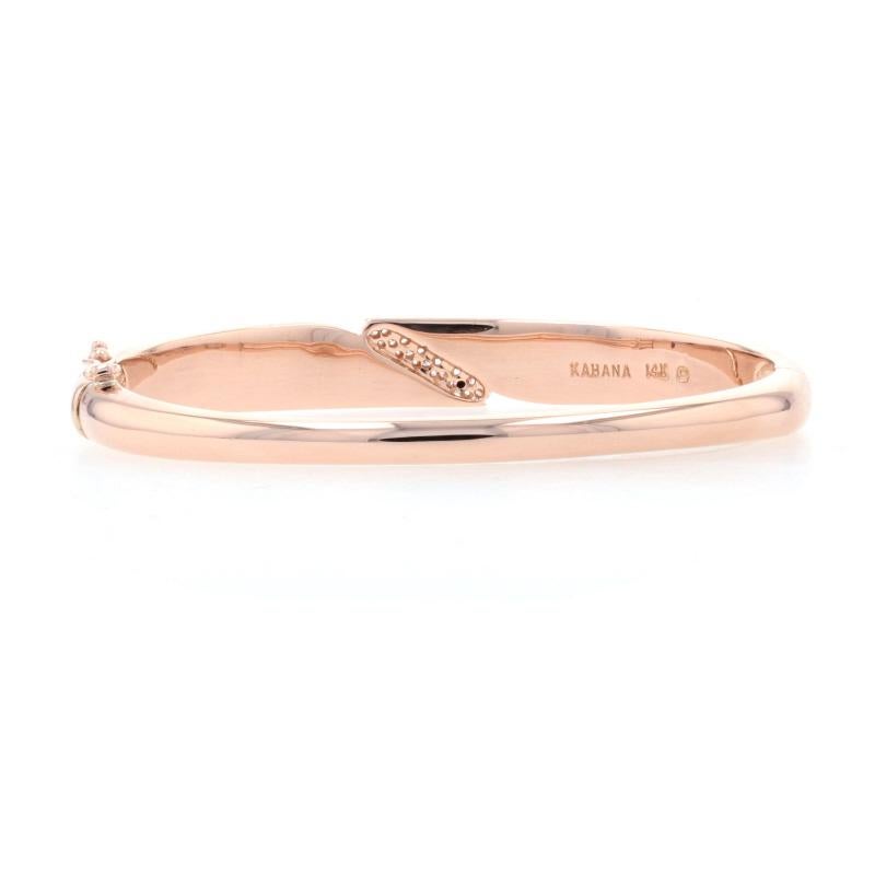 Round Cut Kabana Mother of Pearl & Diamond Bangle Bracelet Rose Gold 14k Rnd .12ctw