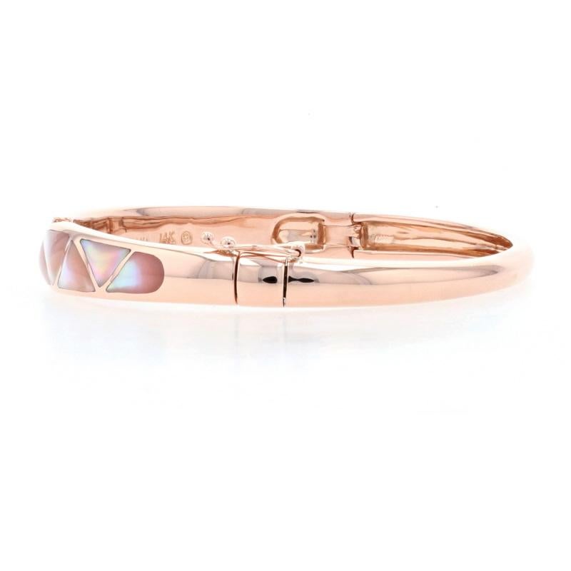 Kabana Mother of Pearl & Diamond Bangle Bracelet Rose Gold 14k Rnd .12ctw In Excellent Condition In Greensboro, NC