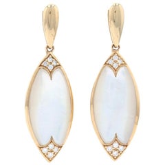 Kabana Mother of Pearl & Diamond Dangle Earrings Yellow Gold 14k Gold Rnd .14ctw