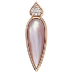 Kabana Mother of Pearl & Diamond Teardrop Pendant Rose Gold 14k Round Brilliant