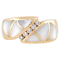 Kabana Mother of Pearl 
Natural Diamond 14 Karat Ring In Stock