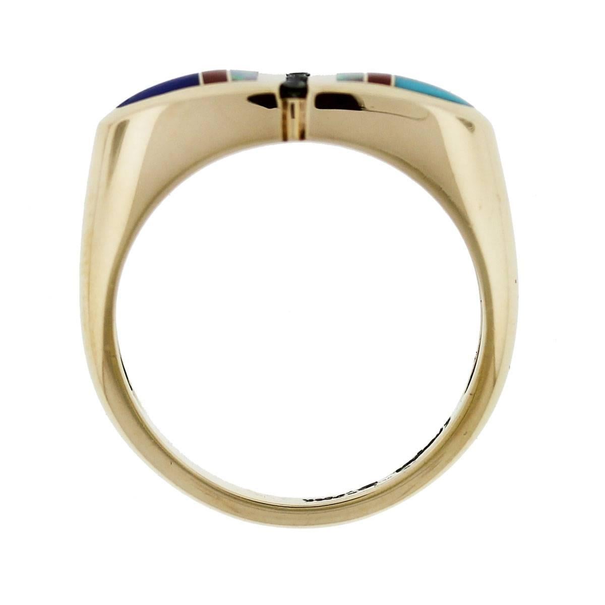 Kabana Natural Diamond, Opal & Enamel 14 Karat Cocktail Ring In Stock

This exquisite Kabana cocktail ring features natural diamonds, vibrant opals, and colorful enamel set in 14-karat yellow gold. The intricate design showcases Kabana's