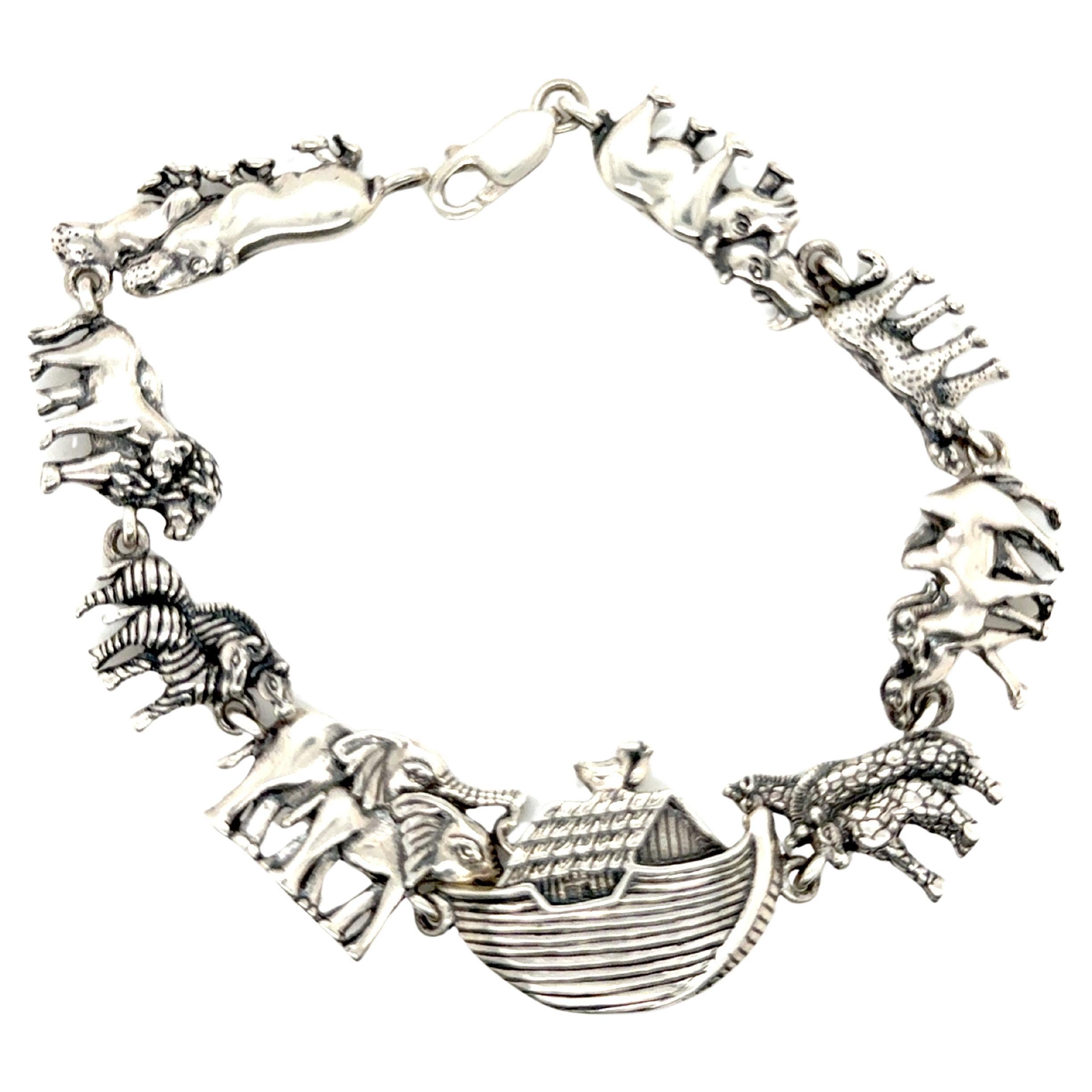 Kabana Noah's Ark Bible Charm Bracelet Sterling Silver Animals For Sale