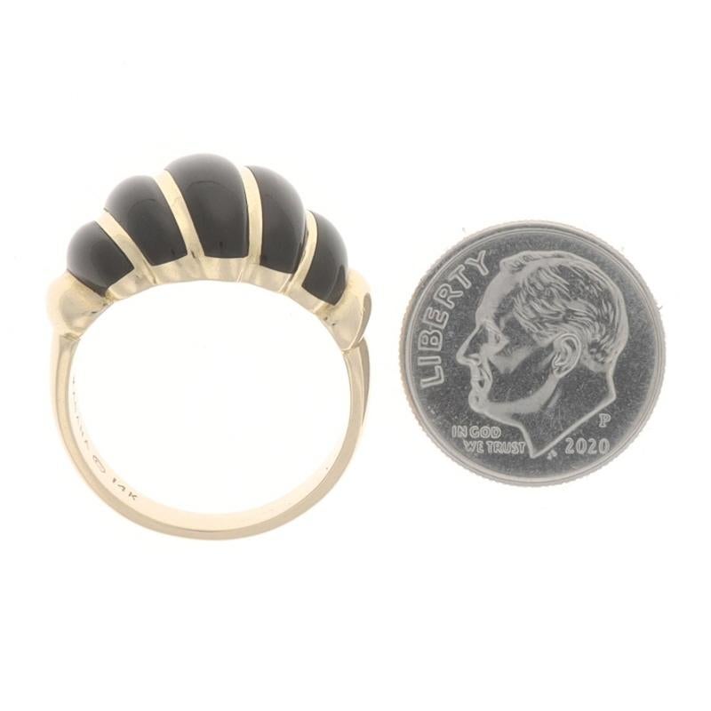 Women's Kabana Onyx Cocktail Dome Band - Yellow Gold 14k Inlay Ribbed Shell Ring Size 8