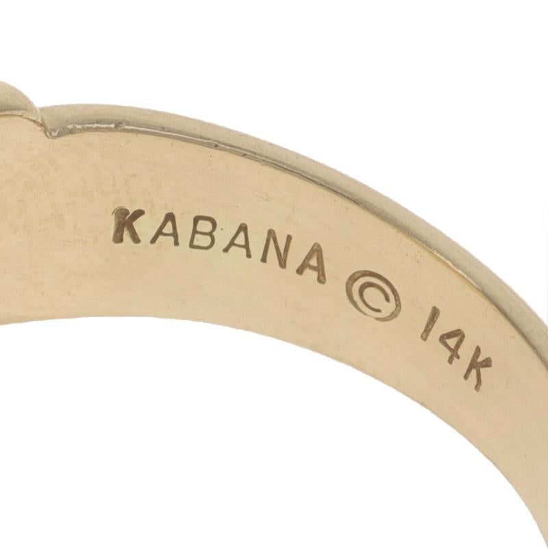 Kabana Onyx Cocktail Dome Band - Yellow Gold 14k Inlay Ribbed Shell Ring Size 8 1