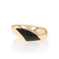 Fascia solitario in onice Kabana - Anello astratto in oro giallo 14k Sz 5 1/2