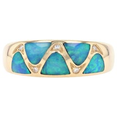 Kabana Opal and Diamond Ring Yellow Gold, 14 Karat Women's