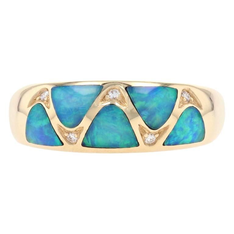 Kabana Opal and Diamond Ring Yellow Gold, 14 Karat Women
s
