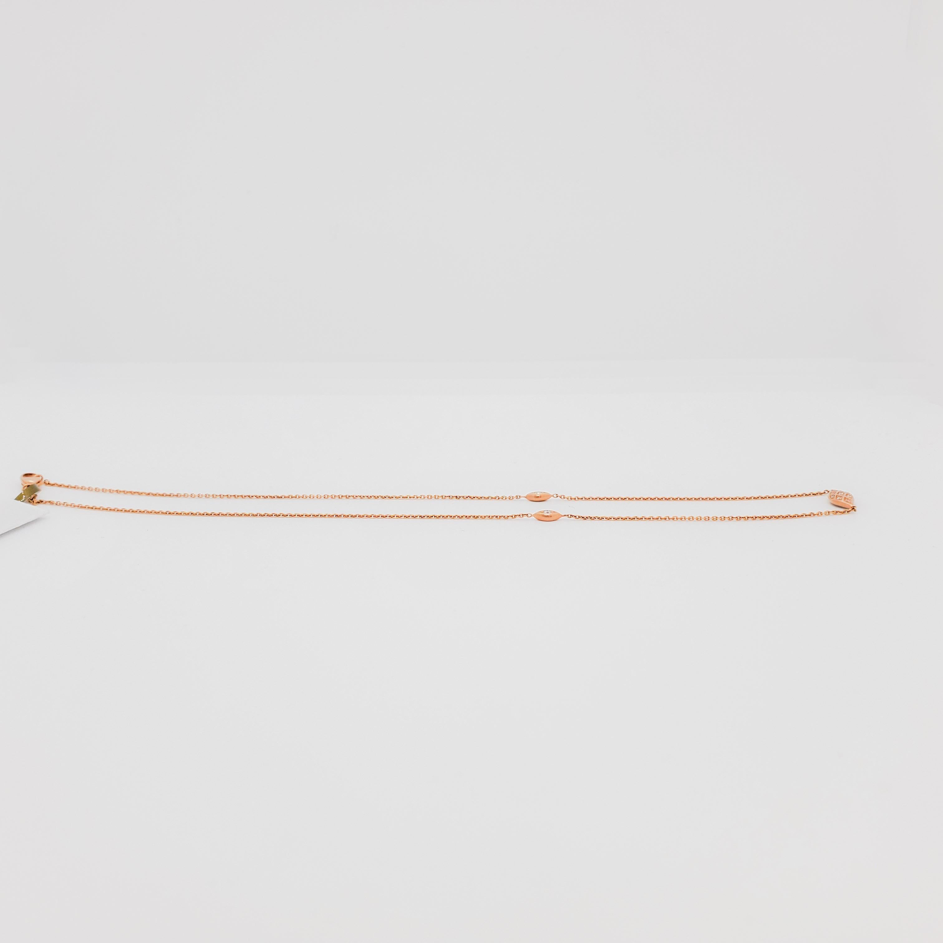 Kabana Pink Mother of Pearl and Diamond Necklace in 14k Rose Gold In New Condition In Los Angeles, CA