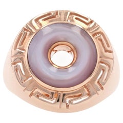 Kabana Pink Mother of Pearl Greek Key Ring Rose Gold, 14 Karat Women's