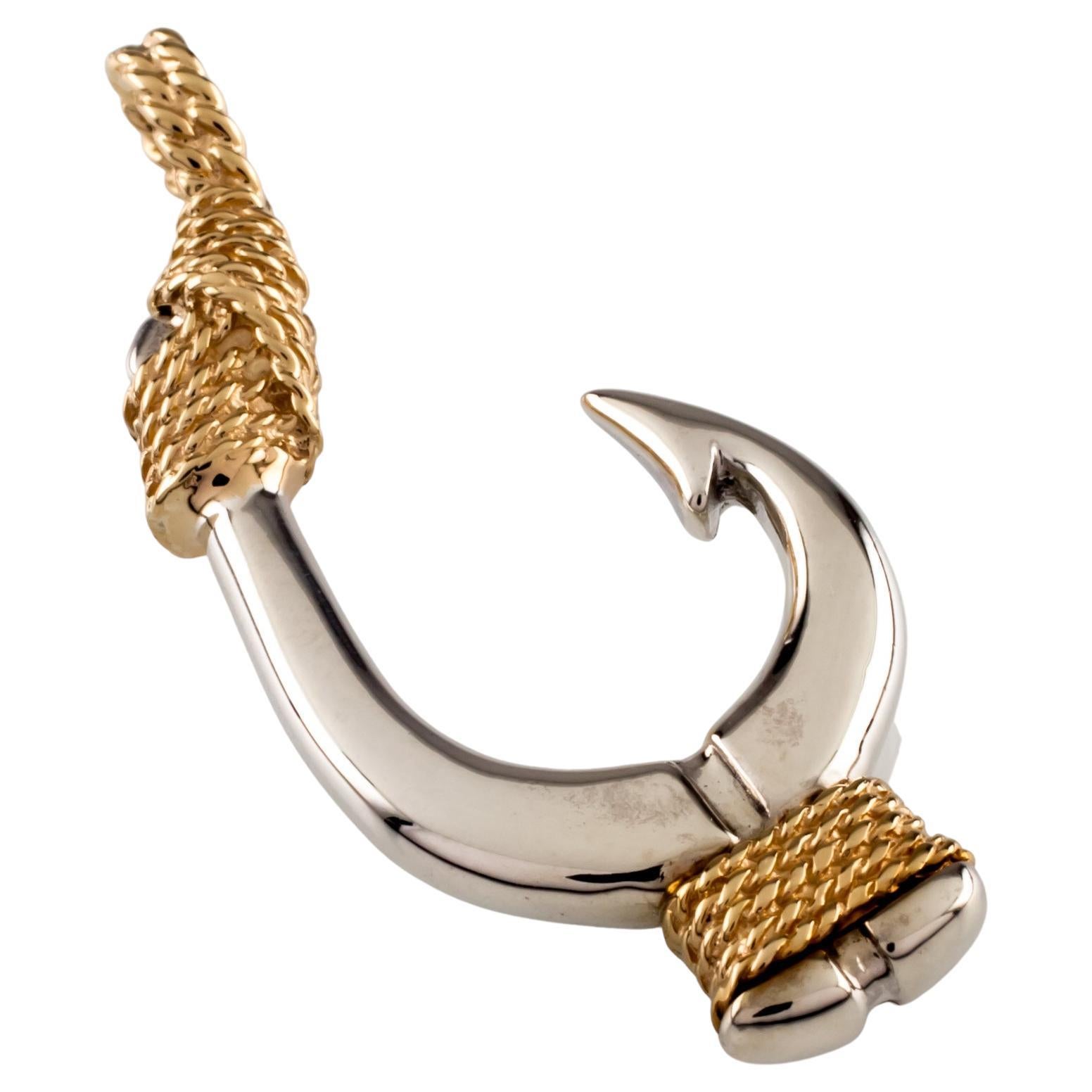 Kabana Sterling Silver and 14k Yellow Gold Fishhook Pendant Gorgeous