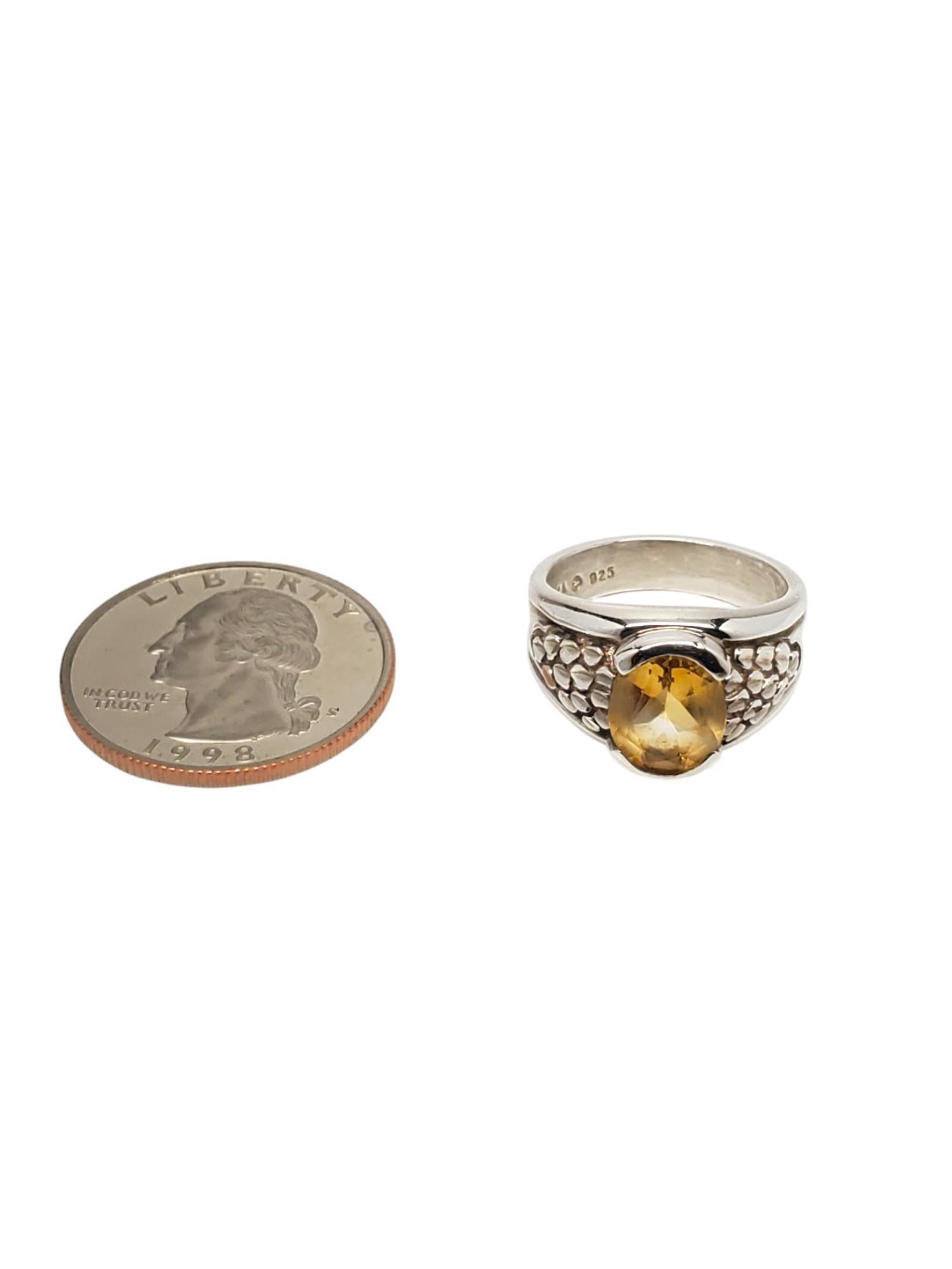 Kabana Sterlingsilber Oval Citrin & CZ Ring Größe 6,75 #20882 Damen im Angebot