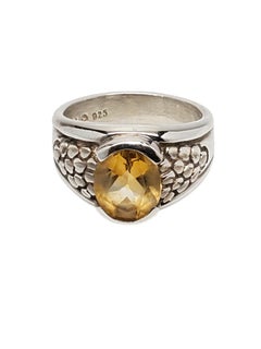 Kabana Sterlingsilber Oval Citrin & CZ Ring Größe 6,75 #20882