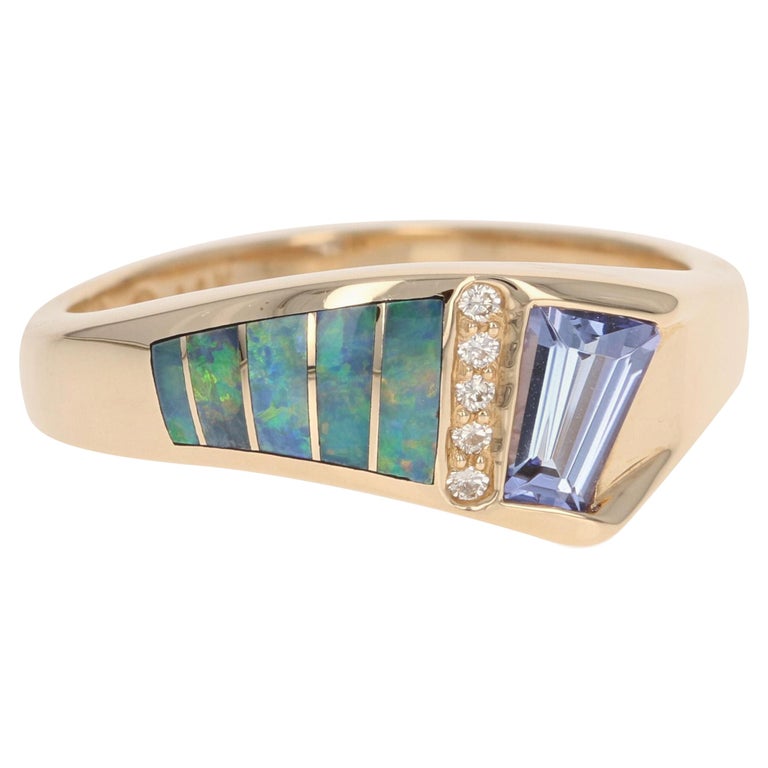 Kabana Tanzanite, Opal, and Diamond Ring, 14 Karat Gold Women's Carat