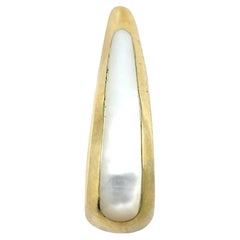 Kabana Teardrop Shaped Mother of Pearl Slide Enhancer Pendant in 14K Yellow Gold