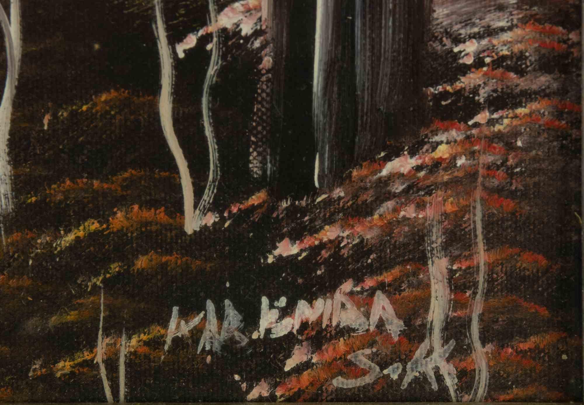 Paysage exotique - Peinture  Kabemba Situna WA - années 1970 en vente 1
