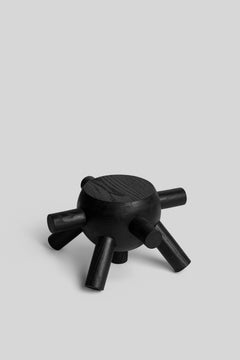 KABIKI Auxiliary Table in Red Oak with Black Finish by Daniel Couttolenc