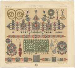 Kabyle Jewelry from Algeria, Racinet Afrique Chromolithograph, 1888