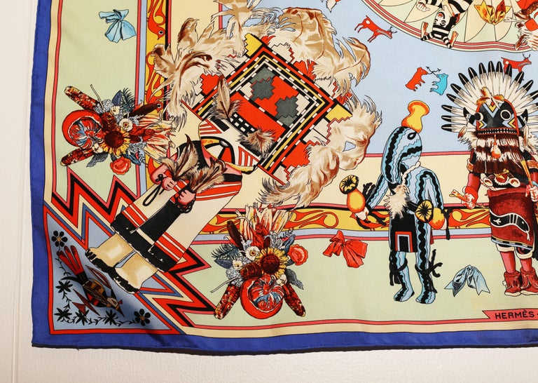 Kachinas Hermes carré scarf by Kermit Oliver 1992 at 1stDibs