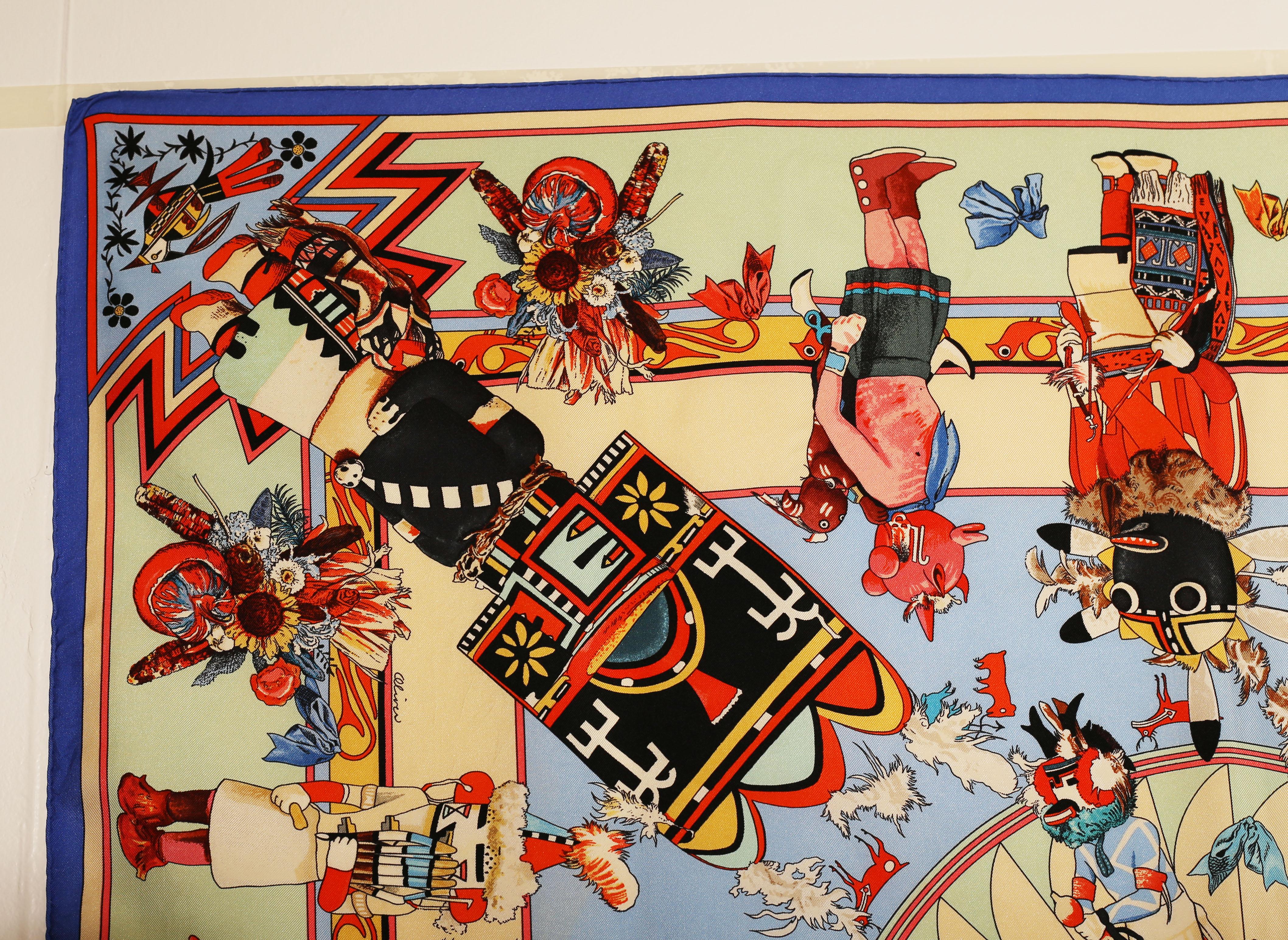 Foulard Kachinas Hermes carré di Kermit Oliver 1992 In condizioni buone a  Bilbao, ES