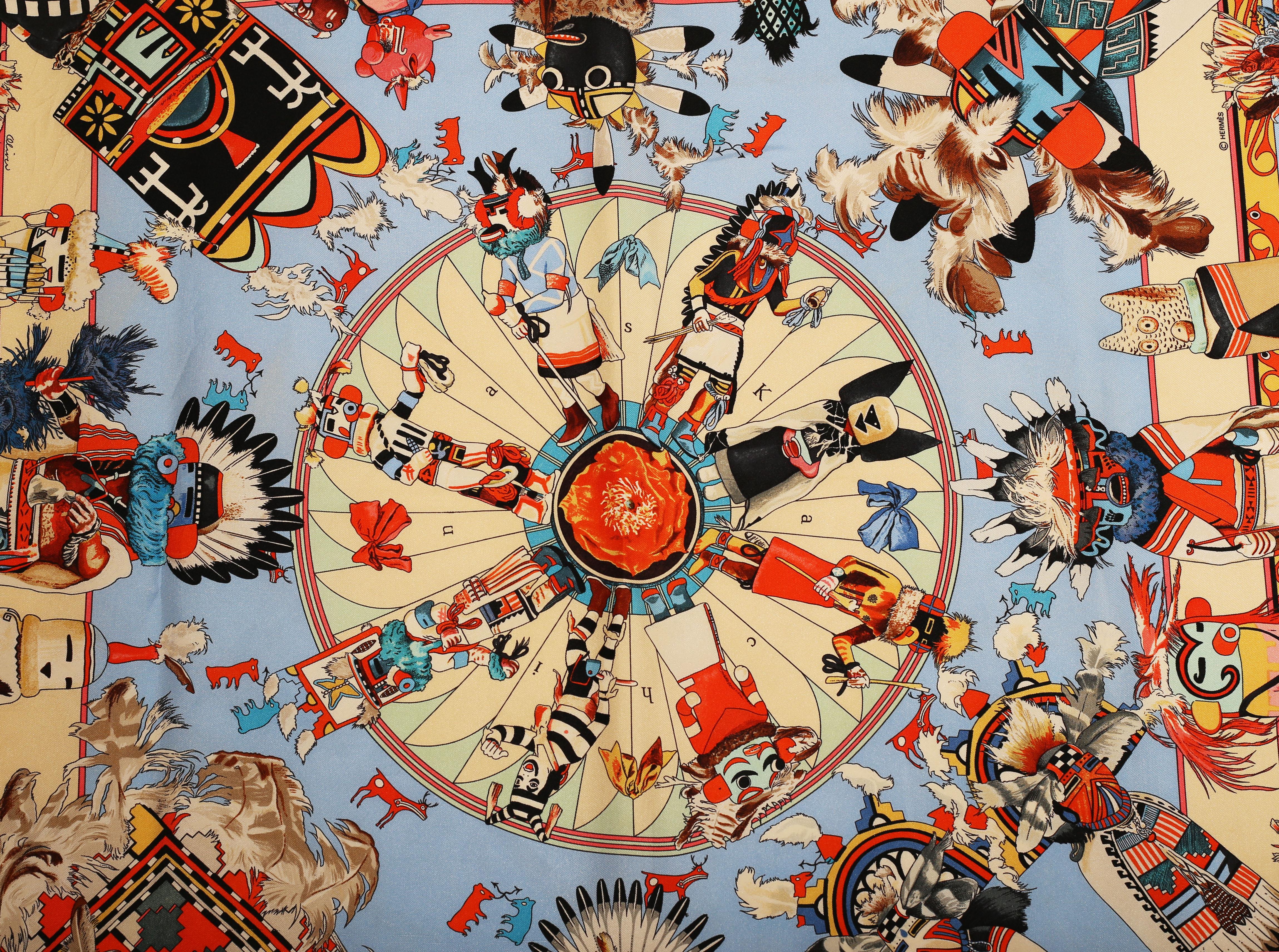 Foulard Kachinas Hermes carré di Kermit Oliver 1992 2