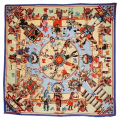 Kachinas Hermes carré scarf by Kermit Oliver 1992